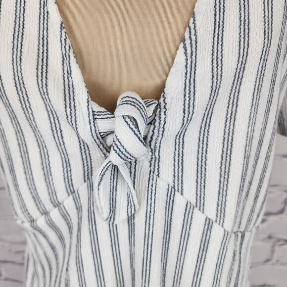 Zara Dress Womens L Striped Lightweight Sundress Classic Front Tie Summer Beachy - Picture 7 of 7